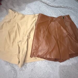 Zara Tan Mini Skort and beige tan shorts for Casual Wear